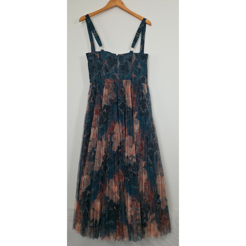 Hutch Willa Sleeveless Tulle Tiered Maxi Blue Floral Sweetheart Gown Sz 12 NWT - Picture 5 of 11